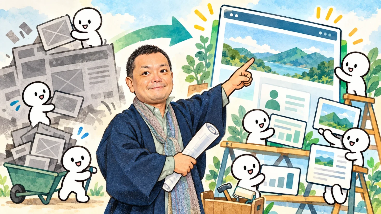 荒屋明神とAIエージェントが公式サイトを全面更新する様子