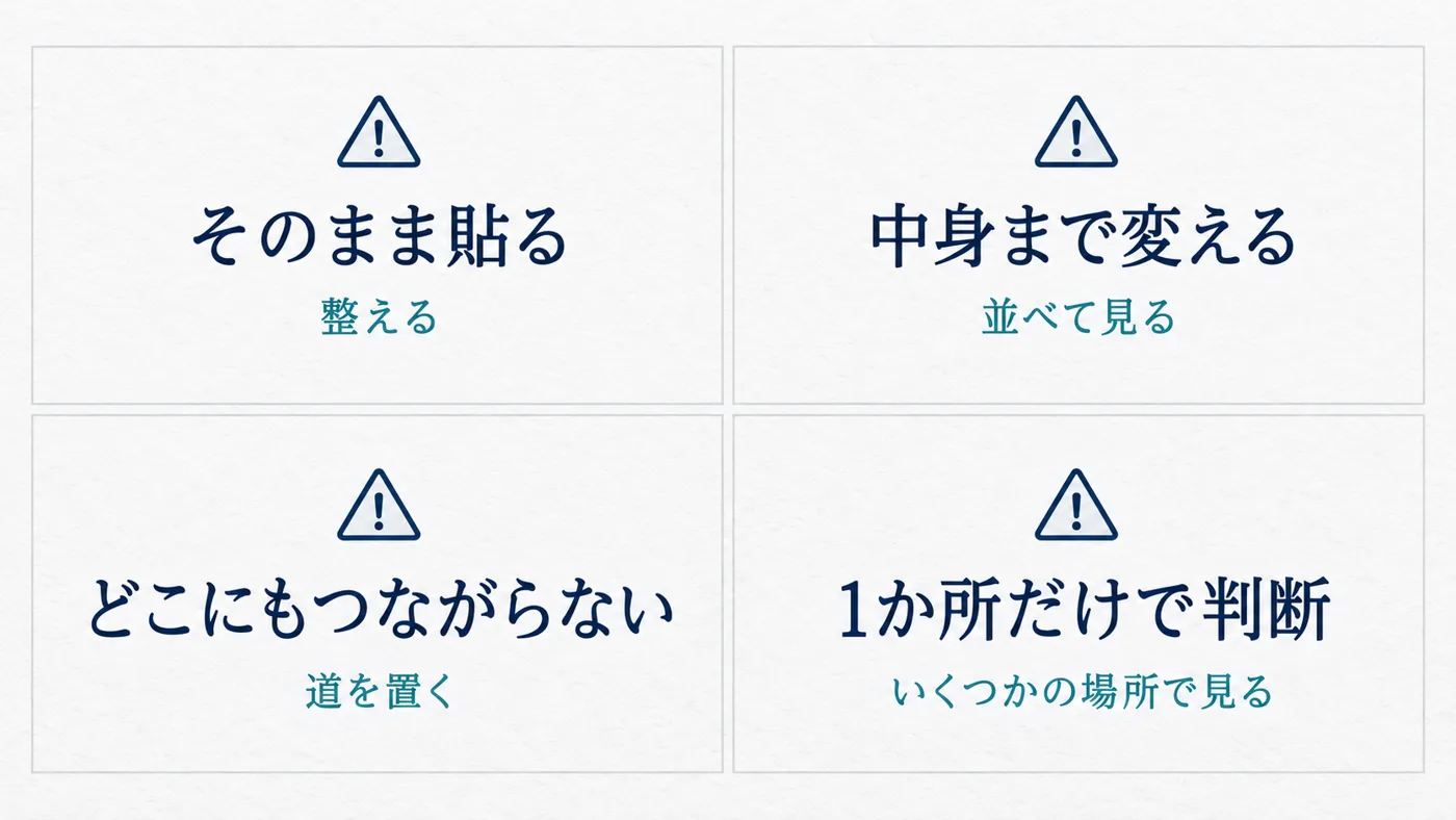 やりがちな4つの失敗と、その手前で確かめること